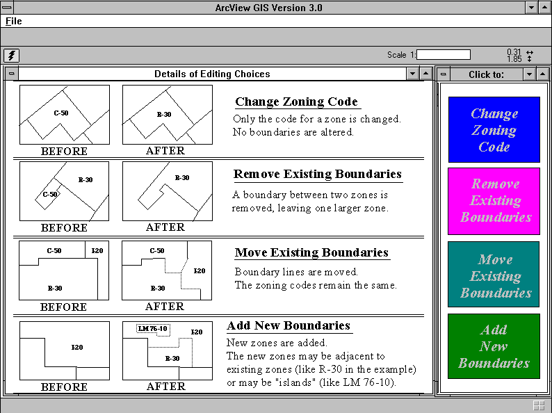 Introductory zoning edit screen